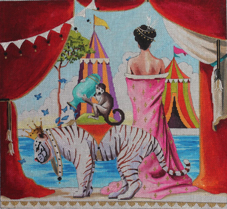 Siberian Tiger with Monkey, Lady, & Tents
