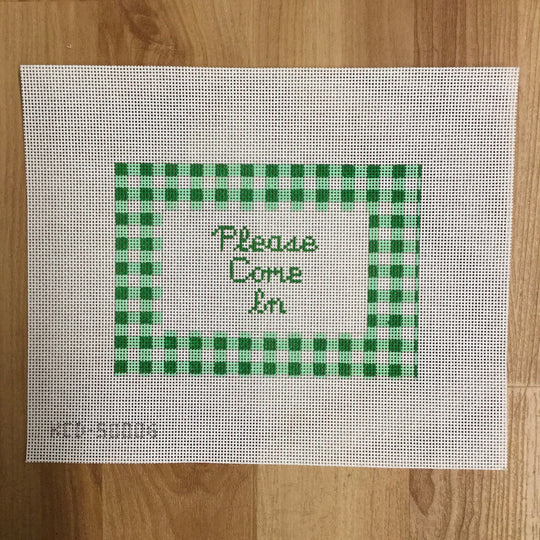 Please Come In - Green Gingham