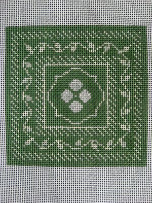 N's Bee Coasters - Green & Silver & Cream (18 mesh)