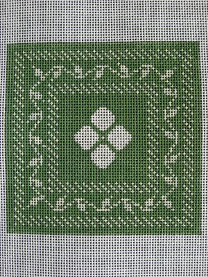 N's Bee Coasters - Green & Silver & Cream (18 mesh)