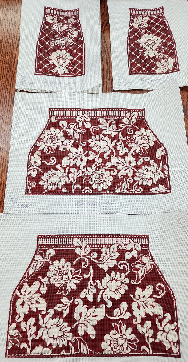 Karen's Damask Tote - Red (4 pieces)