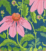 Pink Echinacea Pouch Purse - 3 pieces