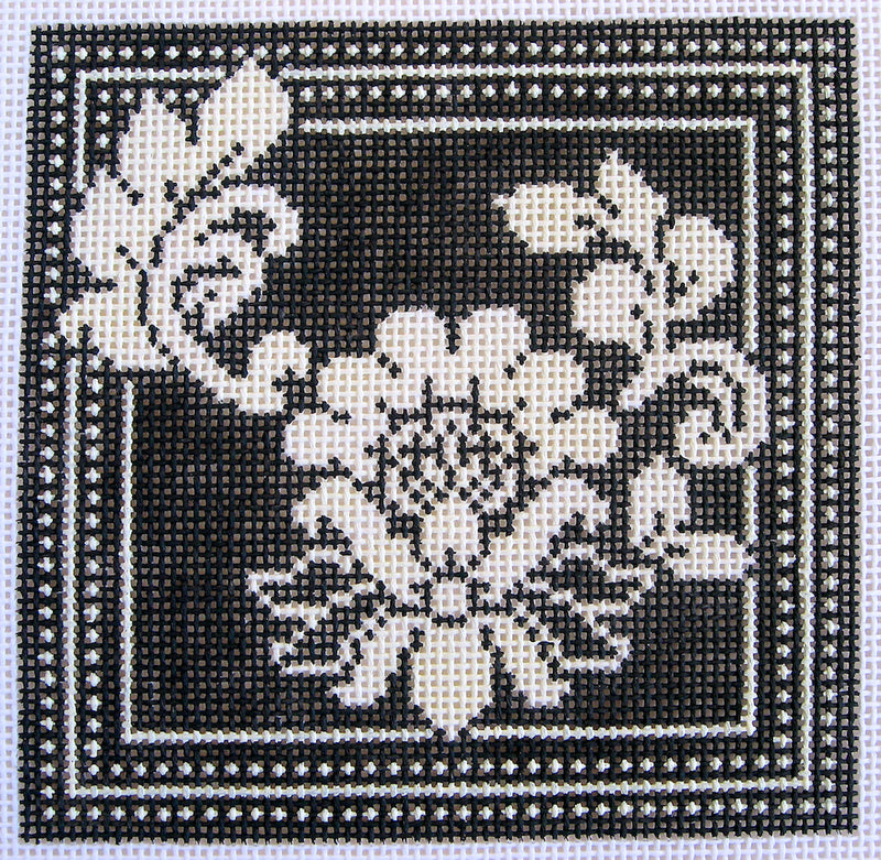 Karen's Damask Coasters - Black & Ivory