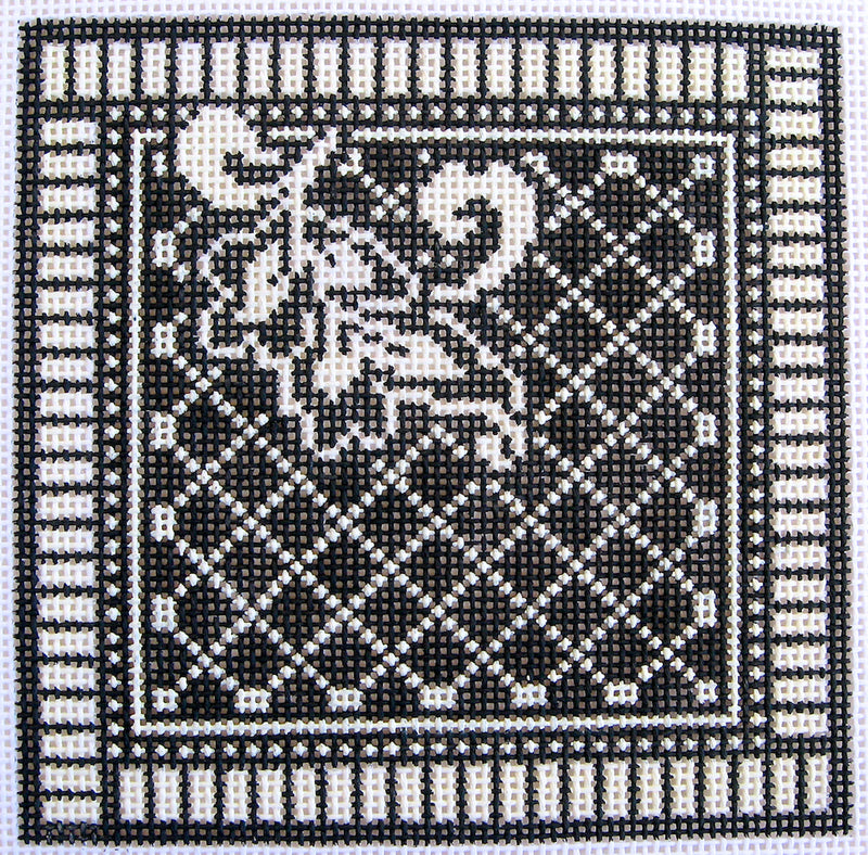 Karen's Damask Coasters - Black & Ivory