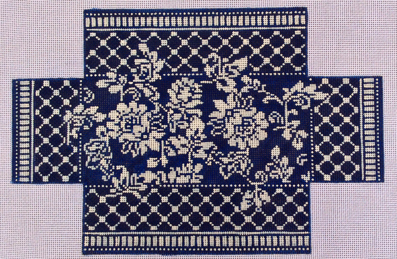 Navy & Ivory Damask Brick