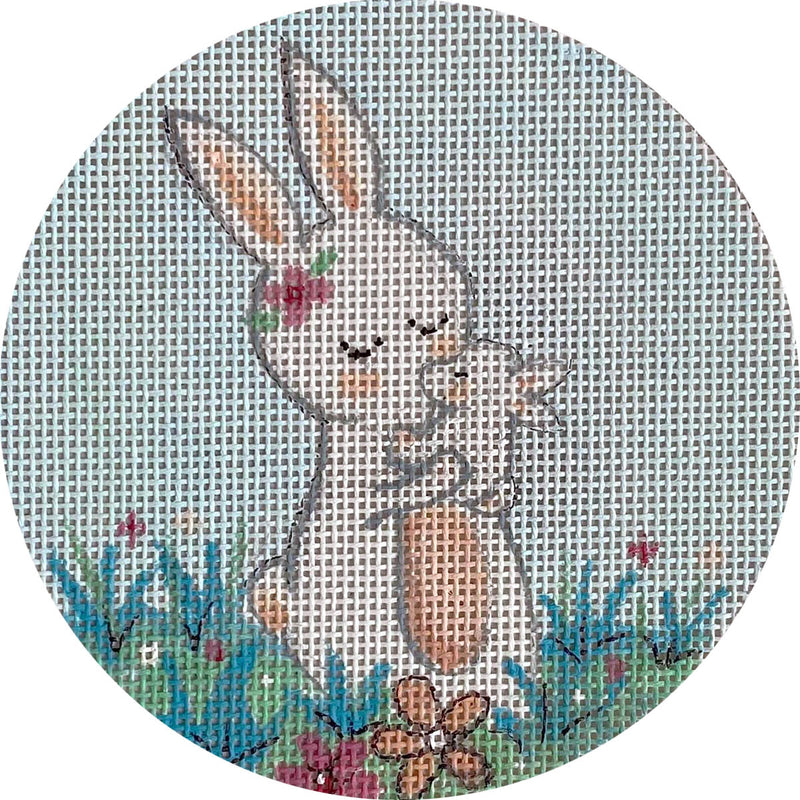 Mama and Baby Bunny on Blue