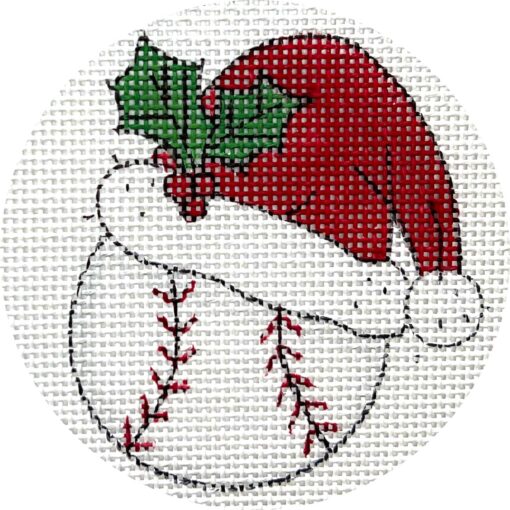 Baseball with Santa Hat