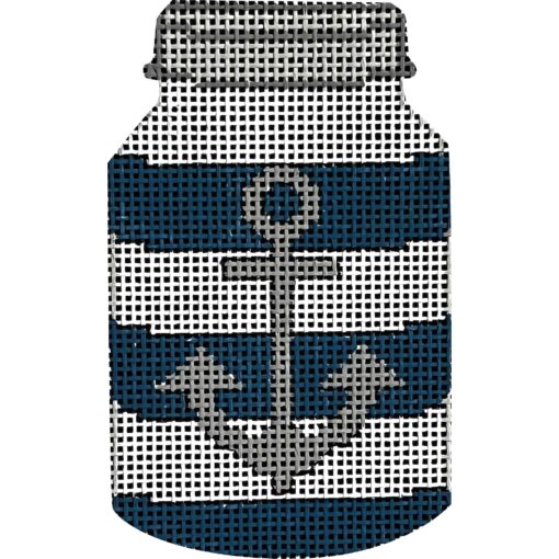 Anchor on Stripes - Mason Jar