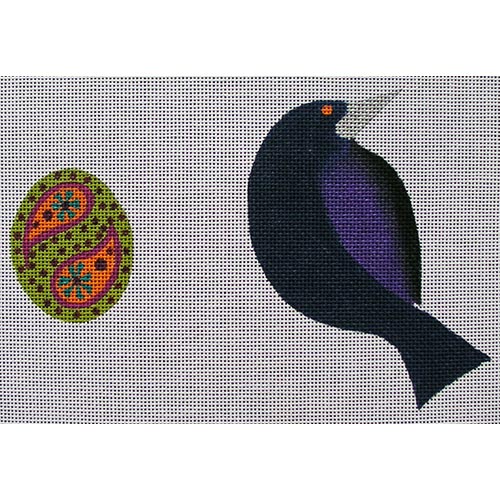 Black Bird & Paisley Egg w/ SG by Ruth Schmuff