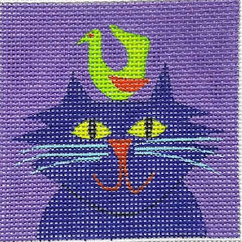 3in Square Insert · Purple Cat & Green Bird