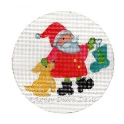 Santa w/ Dog stocking · 4" Round