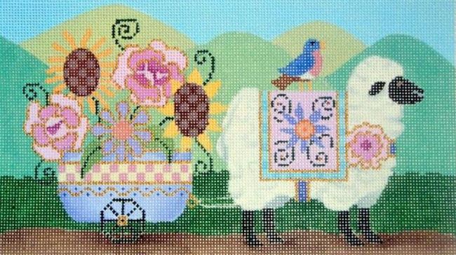 Sheep Pulling Flower Cart #2 - (13m)