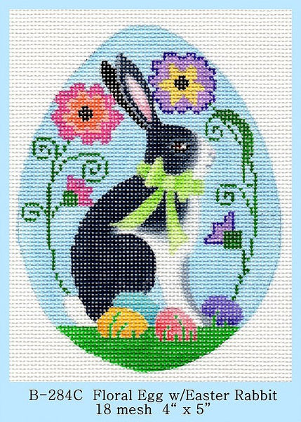 Floral Egg W/ Easter Rabbit