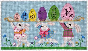 Easter Bunnies Carrying Eggs