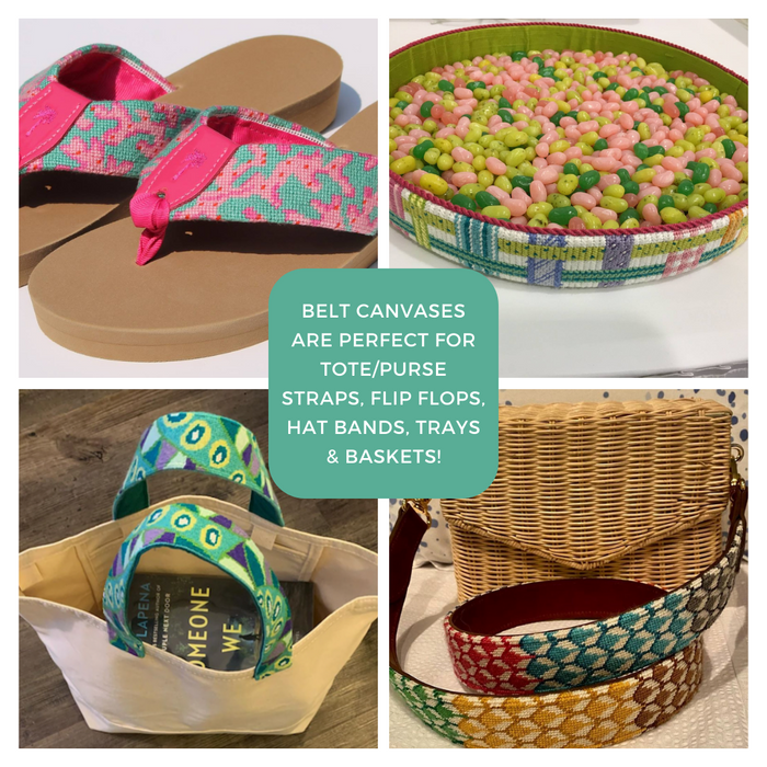 Belt – Lilly-inspired Palm Trees & Coconuts – pinks & lime on jade
