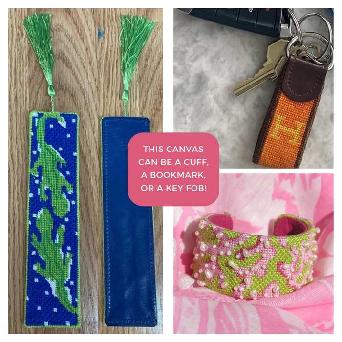 Cuff/Bookmark – Animal Patterns Patchwork – pinks & greens