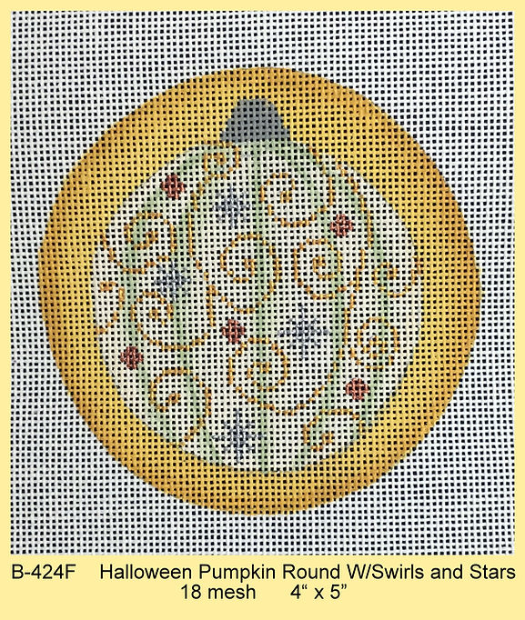 Halloween Pumpkin Round W/ Swirls & Stars