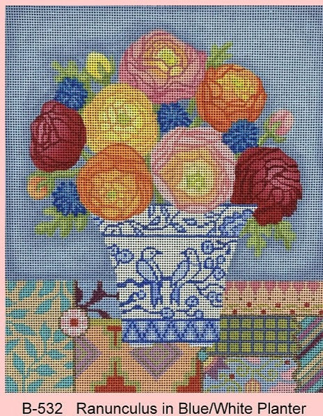 Ranunculus In Blue/White Planter (18m)