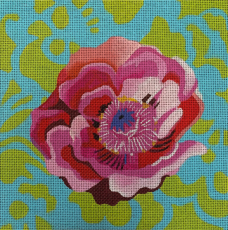 Pink Peony W Green Swirls