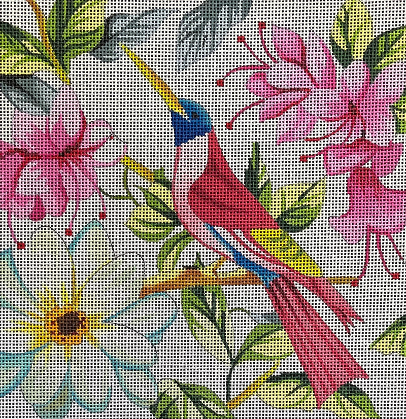 Floral with Pink Bird