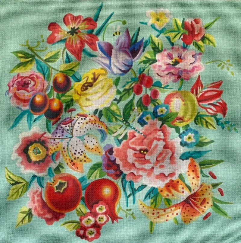 Large Floral Custom On Turquoise #2