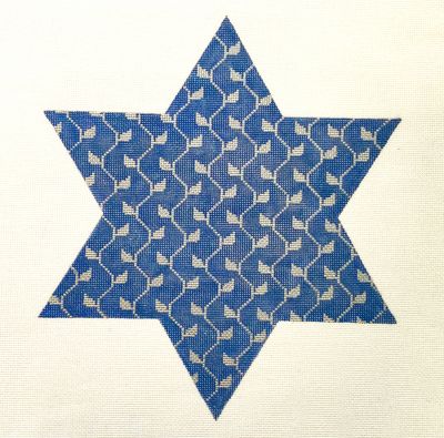 9" Star of David (Vine) - Blue & Silver