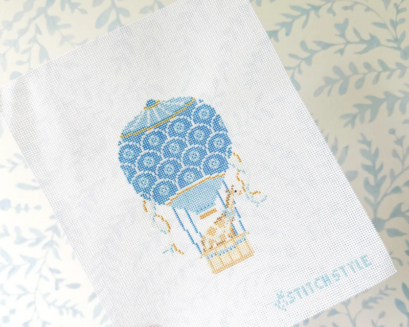 Light Blue Hot Air Balloon with Giraffe