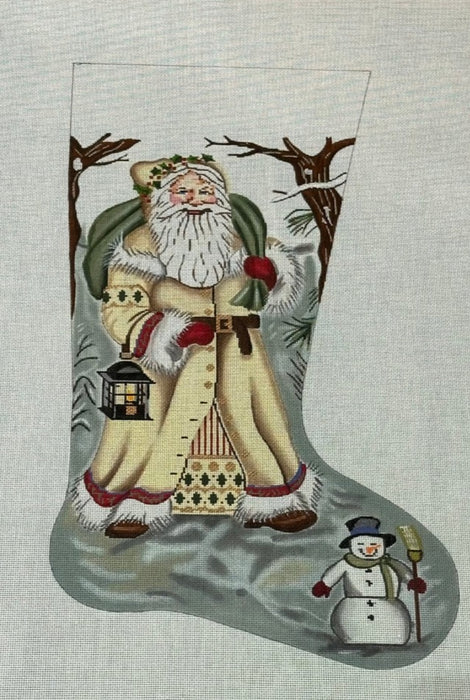 Ivory Santa With Snowman Stocking