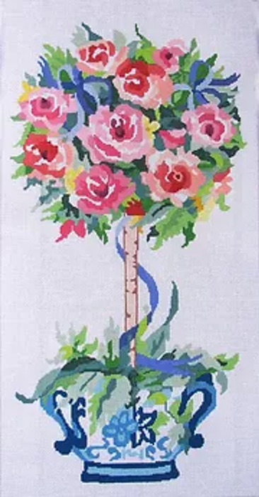 Blue Vase Topiary - Roses