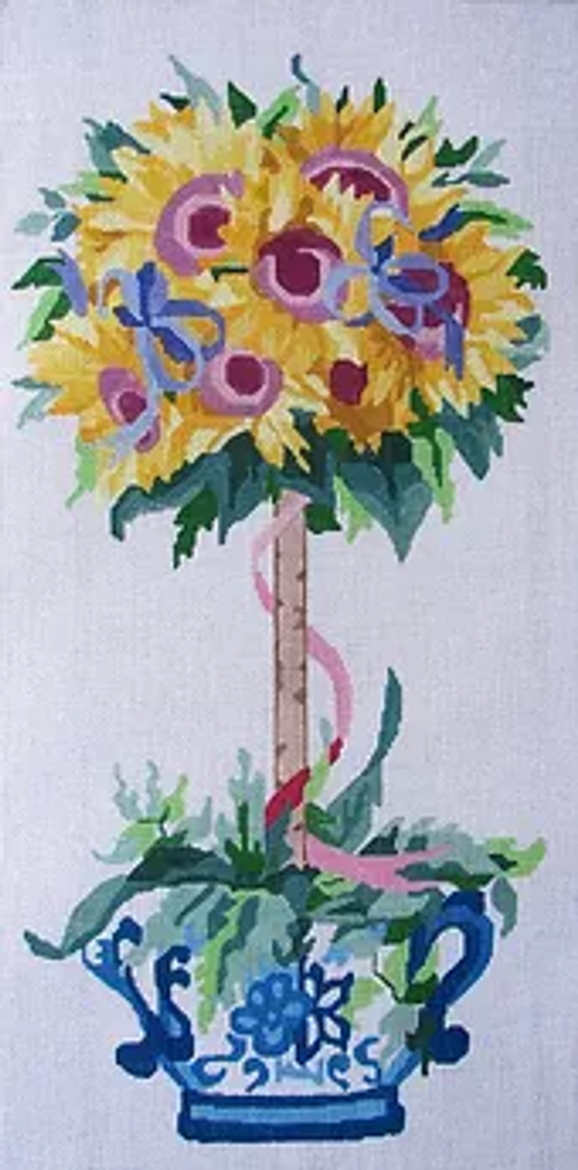 Blue Vase Topiary - Sunflowers