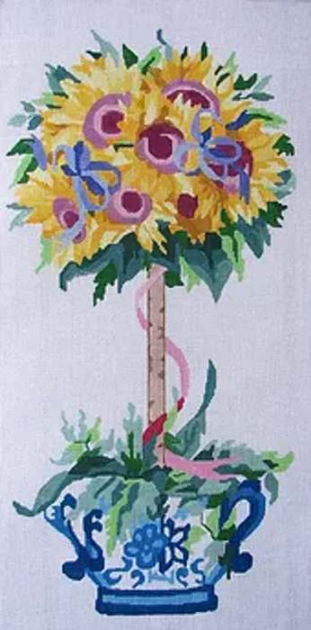 Blue Vase Topiary - Sunflowers