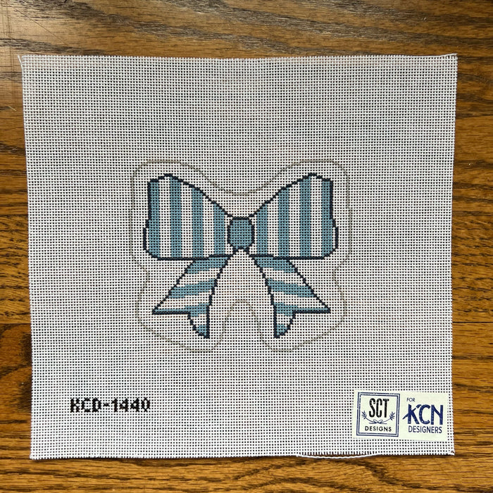 Blue and White Stripe Bow