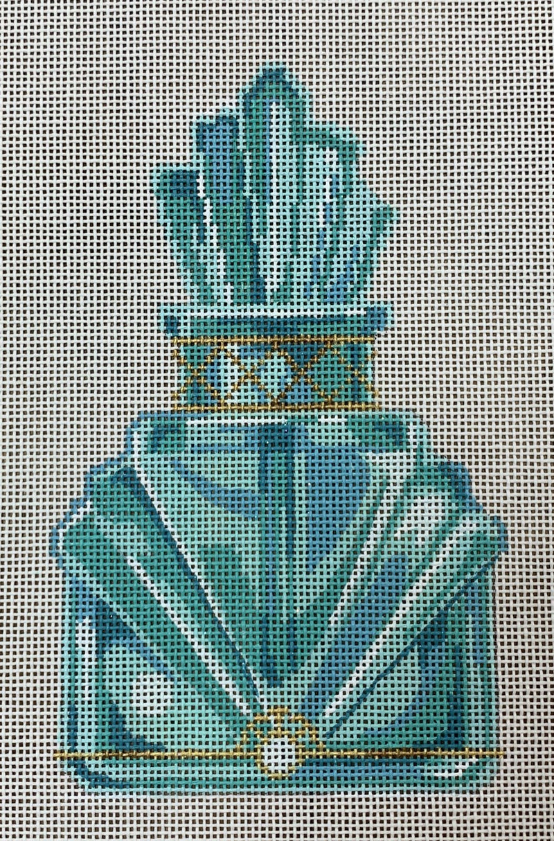 Aqua and Gold Perfume Bottle