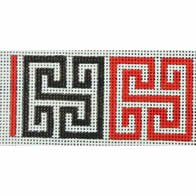 Greek Key Square Belt - Black & Red