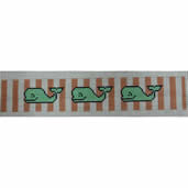 Key Fob - Happy Jade Whales on Coral