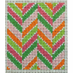 modern chevron pinks greens and orange