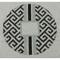 Greek Key Monogram Box - Black with Silver stripe