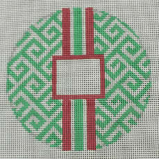 Greek Key Monogram Box - Kelly Green with Pink stripe