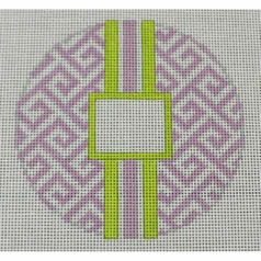 Greek Key Monogram Box - Lavender with Lime Green stripe
