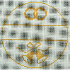 Wedding Bells and Rings Ornament  - Gold