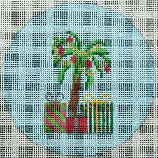 Christmas palm tree on blue