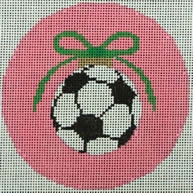 soccer ball with green bow on pink