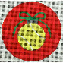 tennis ball with green bow on red