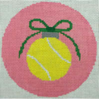 tennis ball with green bow on pink