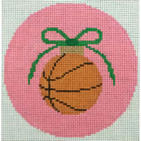 basketball with green bow on pink