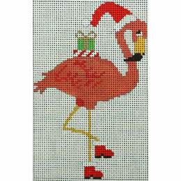 flamingo with red hat and presents