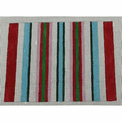 Pink white blue green stripe clutch