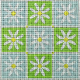 Daisy Pillow - Green and Blue