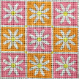 Daisy Pillow - Pink and Orange