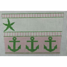 Stocking Cuff-  Starfish and Anchors Pink and Green